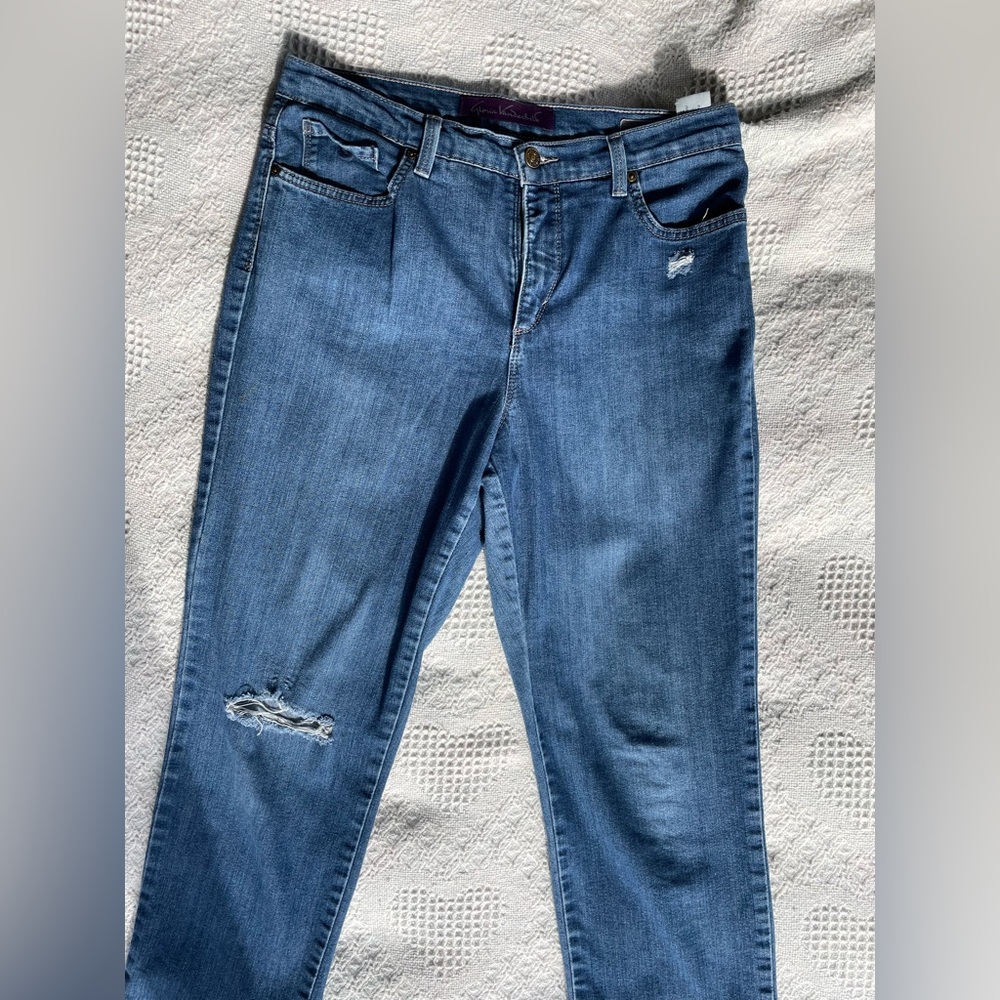 Gloria Vanderbilt Blue Ripped Boyfriend Jeans